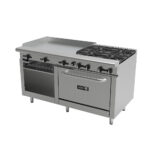 Estufa Multiple Industrial 4 Quemadores, Plancha, Gratinador y Horno AEMR-G36-B4-60-H ASBER