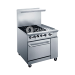 Estufa Comercial a Gas de 4 Quemadores, Plancha y Horno DCR36-4QH MIGSA