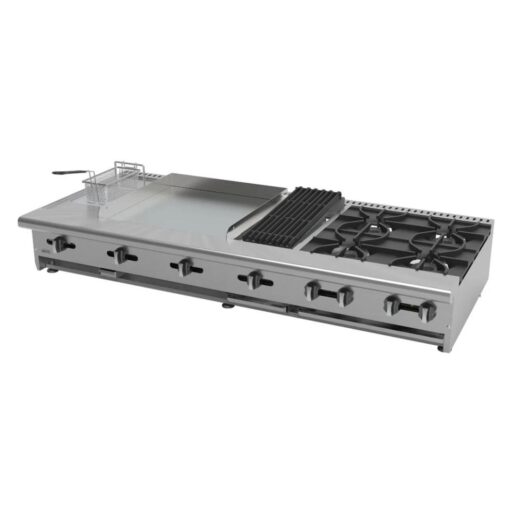 Estufa Múltiple Sobre Mesa 4 Quemadores, Plancha, Asador, Gratinador Freidora AM-72 ASBER