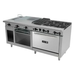 Estufa Múltiple 4 Quemadores, Plancha, Asador, Gratinador, Freidora, Horno AMR-72 ASBER