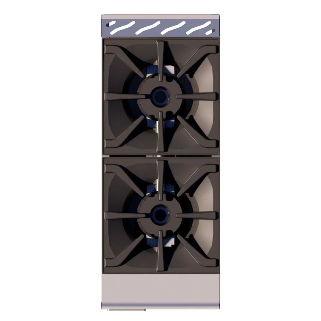 Parrilla 2 Quemadores Abiertos 12" Acero Inox y Aluminizado 1-2-V MIX DELTA - Imagen 2