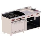 Estufa + Asador + Plancha + Freidor + Horno + Gratinador 72" Acero Inox EM-H TOP DELTA