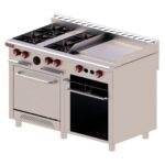 Estufa 4 Quemadores 24" + Plancha + Gratinador 53" Acero Inox H-4-GA TOP DELTA