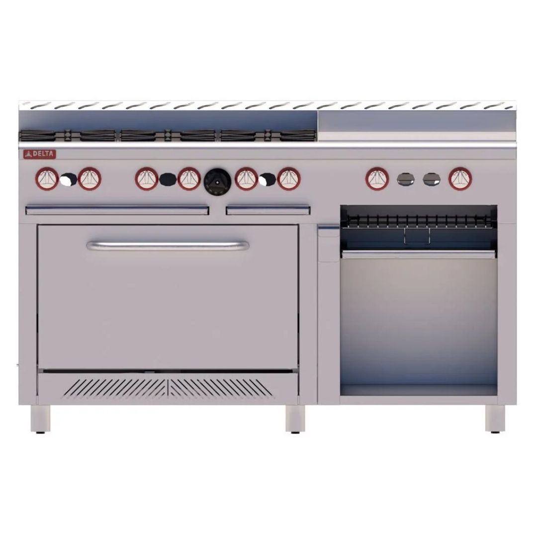 Estufa 6 Quemadores 24" + Plancha + Gratinador 61" Acero Inox y Aluminizado H-6-GA MIX DELTA - Imagen 2