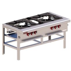 Estufón Doble 2 Quemadores Triple Acero Inox y Aluminizado IE-2 MIX DELTA