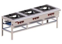 Estufón Triple 3 Quemadores Triple Acero Inox y Aluminizado IE-3 MIX DELTA