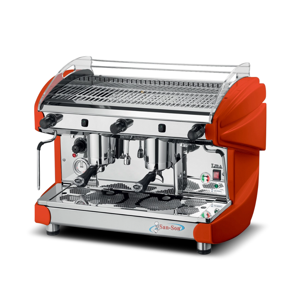 Cafetera Italiana Semiautomática de 2 Grupos 240 Tazas LIRA2SA-R SAN-SON